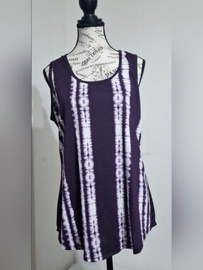Sleeveless Purple Tie-Dye Tank Top